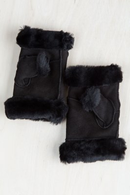 Women's Spanish Merino Sheepskin Fingerless Gloves Overland