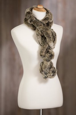 Knitted Rex Rabbit Fur Ruffle Scarf Overland