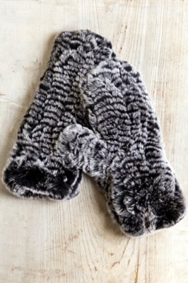 Women's Knitted Rex Rabbit Fur Mittens Overland