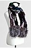 Knitted Rex Rabbit Fur Scarf with Silver Fox Fur Fringe