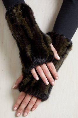 Women’s Holly Knitted Danish Mink Fur Fingerless Gloves Overland