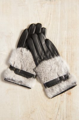 Women's Lambskin Leather Gloves with Rabbit Fur Trim Overland