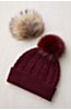 Knit Cashmere Beanie Hat with Detachable Fox and Raccoon Fur Poms