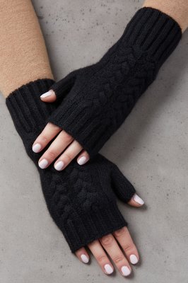 Knit Cashmere Fingerless Gloves Overland
