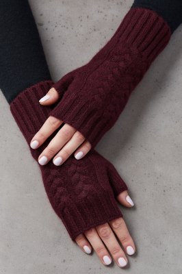 Knit Cashmere Fingerless Gloves Overland