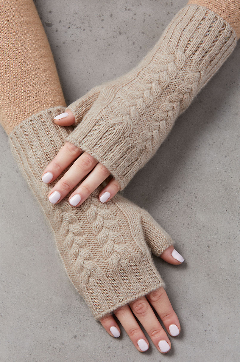 Knit Cashmere Fingerless Gloves Overland