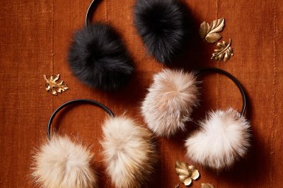 Fox Fur and Lambskin Leather Earmuffs Overland