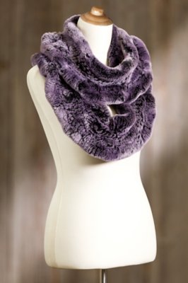 Purple Knitted Rex Rabbit Fur Infinity Scarf | Overland