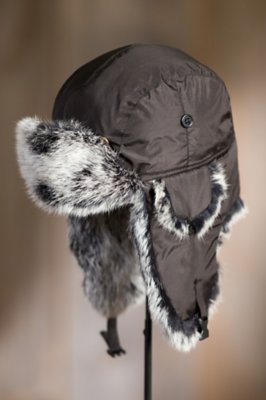 DownFilled Trapper Hat with Rabbit Fur Trim Overland