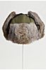 Canvas Trapper Hat with Rabbit Fur Trim