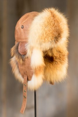 red fox fur trapper hat
