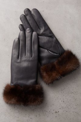 ladies leather gloves with fur trim