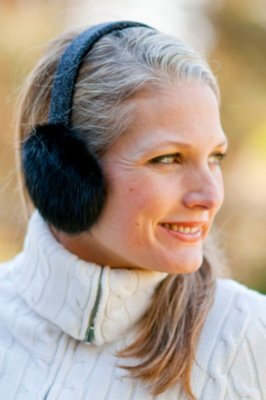 Women's Mink Fur Earmuffs with Metallic Stretch Band Overland