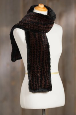 Two-Tone Knitted Rex Rabbit Fur Scarf | Overland