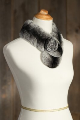 Rex Rabbit Fur Scarf with Rosette | Overland