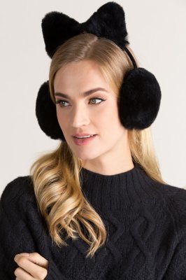 Rex Rabbit Fur Earmuffs with Bow Overland