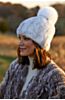 Knitted Mink Fur Beanie Hat with Fox Fur Pom