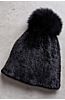 Knitted Mink Fur Beanie Hat with Fox Fur Pom