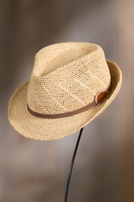 Crocheted Raffia Fedora Hat Overland