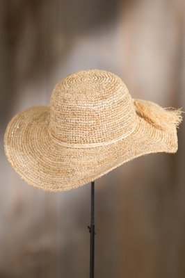 Handmade Crocheted Raffia Floppy Hat Overland