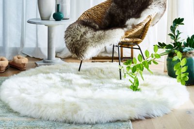 4' Round Premium Australian Sheepskin Area Rug Overland