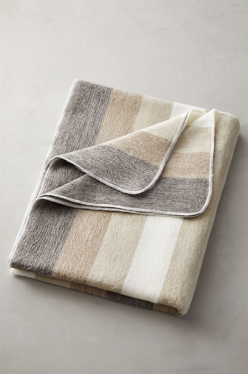 Striped Alpaca Wool-Blend Throw Blanket