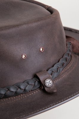 crushable leather outback hat