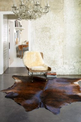 Dark Brindle Exotic Cowhide Area Rug Overland