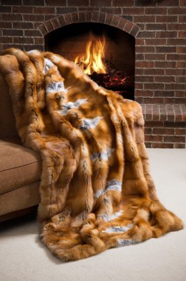 Nordic Embers Red Fox Fur Throw Blanket Overland
