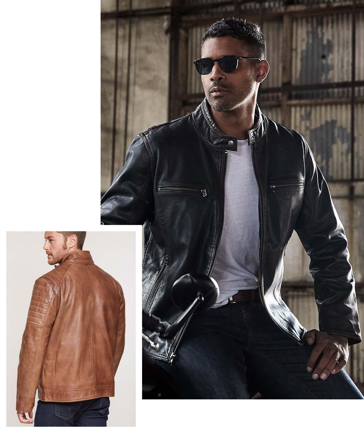 World of Leather Mens Stylish Leather Jacket Moto Biker Bomber 