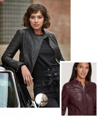 leather jacket women short